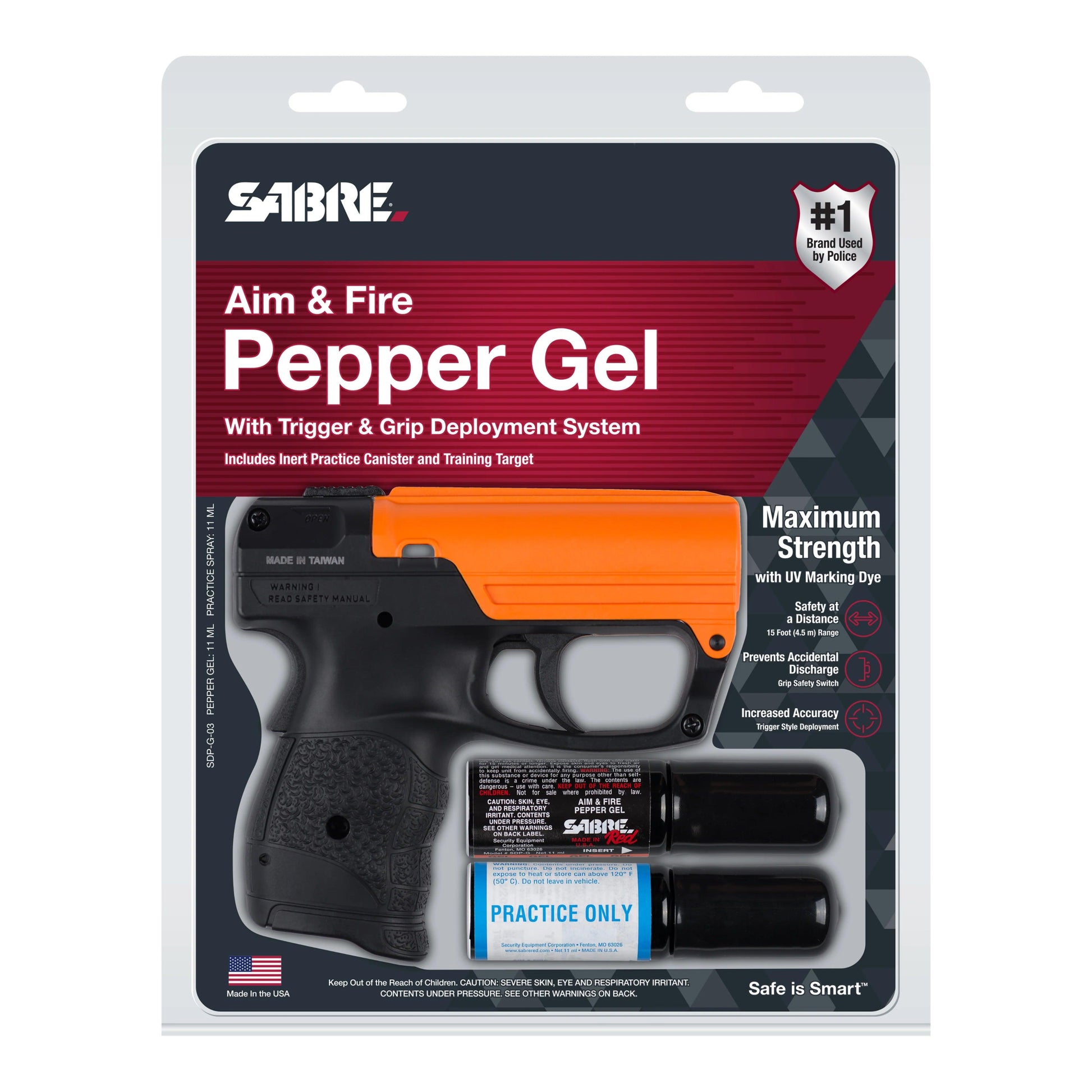 SABRE RED Aim and Fire Police - Grade Pepper Gel with Ergonomic Grip and Safety Trigger - Inside The Bars