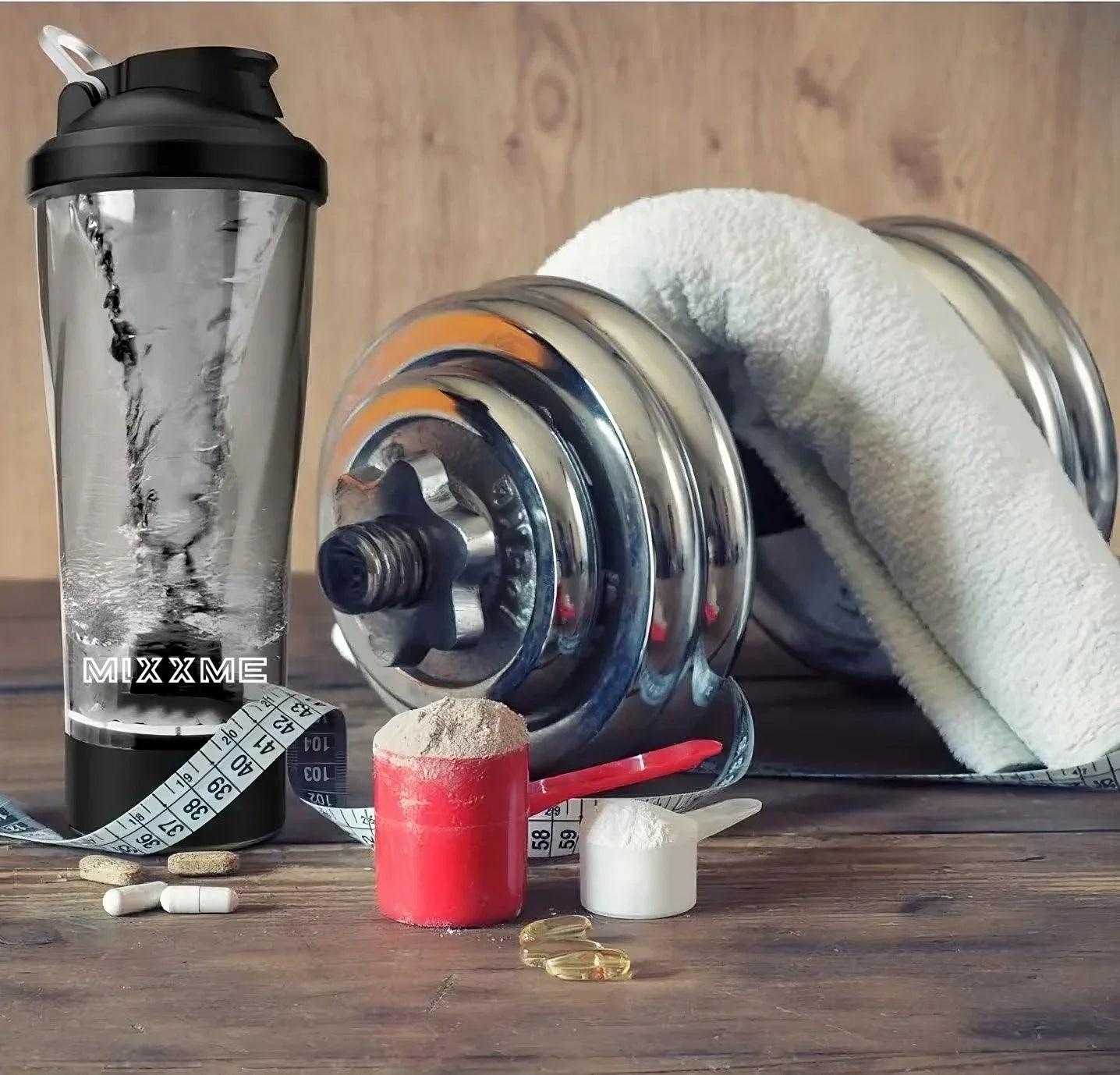 Sleek Black Electric Protein Shaker Bottle - 24 Oz Portable Mixer for Smooth Drinks - Inside The Bars