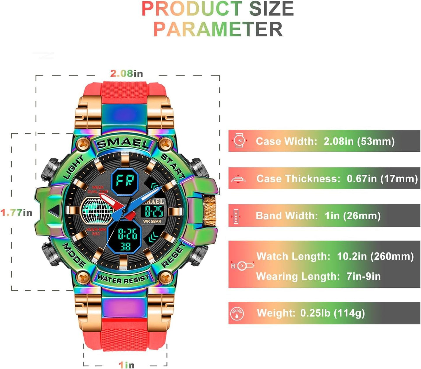 SMAEL Men's Waterproof Tactical LED Digital Watch Model 8027 - Inside The Bars