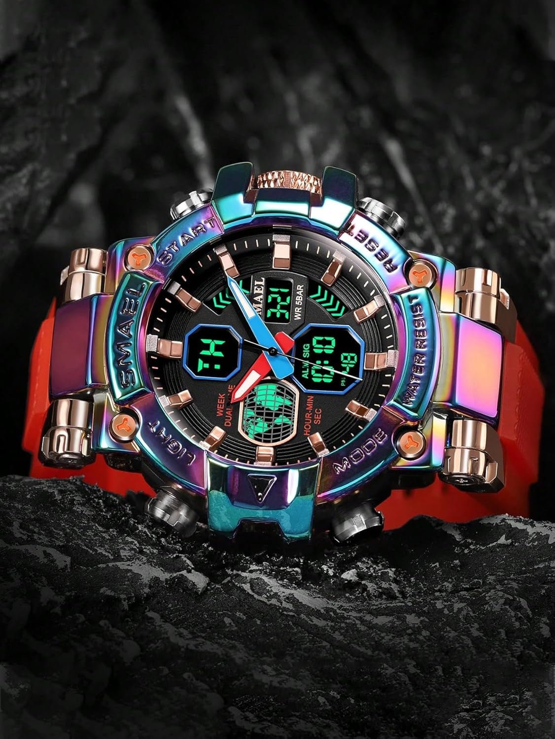 SMAEL Men's Waterproof Tactical LED Digital Watch Model 8027 - Inside The Bars