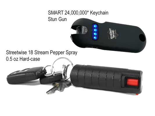 SMART Keychain Stun Gun and Streetwise Pepper Spray Combo Black - Inside The Bars