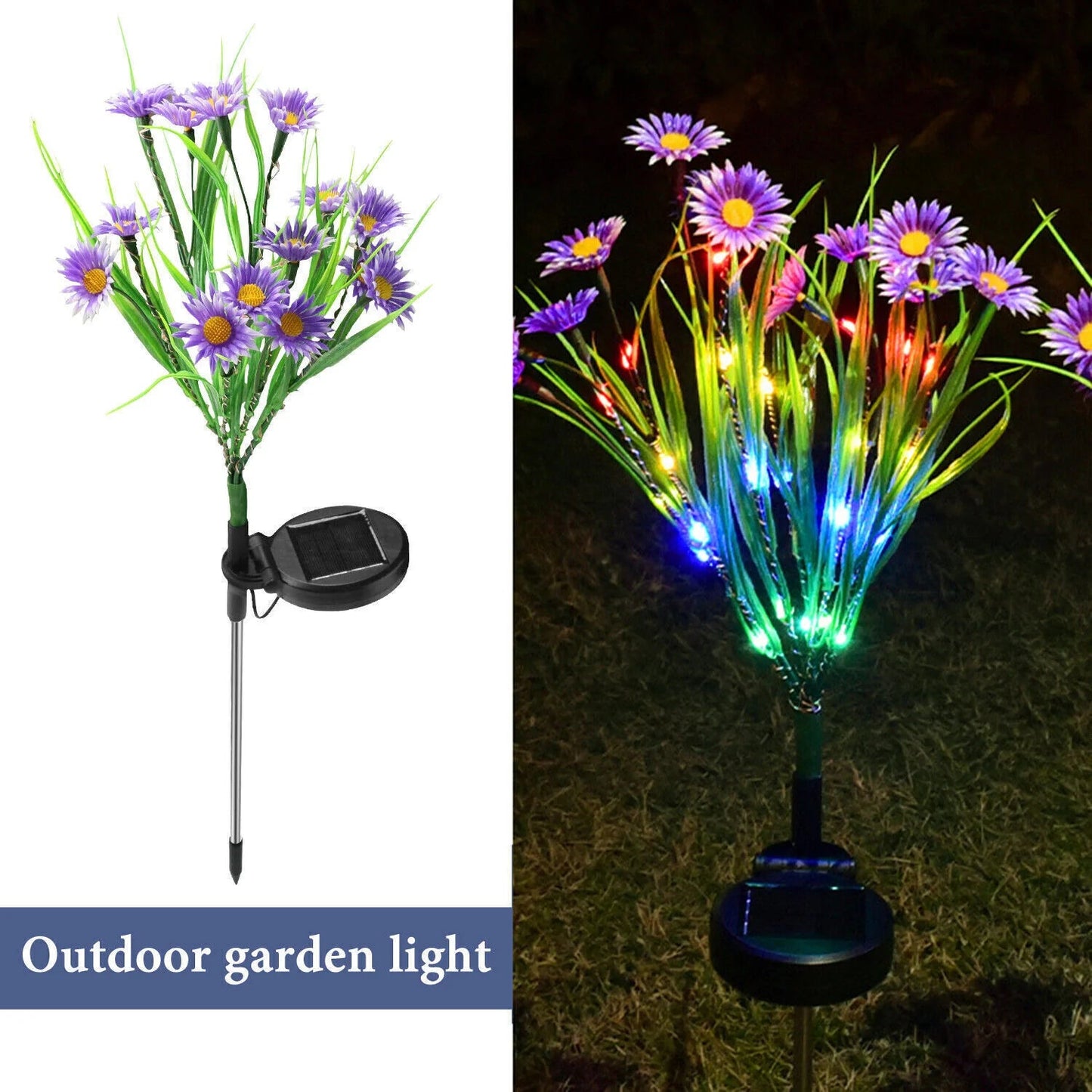 Solar Garden Lights LED Flower Stake Lamp Waterproof Decor - Inside The Bars