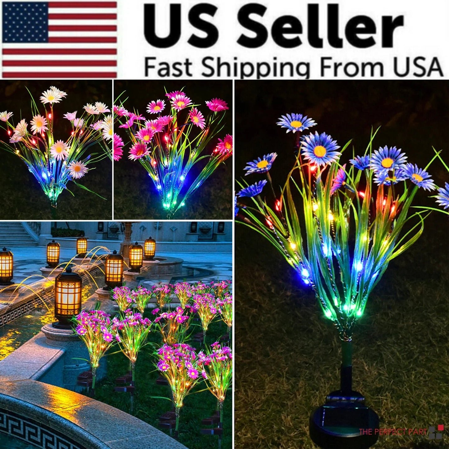 Solar Garden Lights LED Flower Stake Lamp Waterproof Decor - Inside The Bars