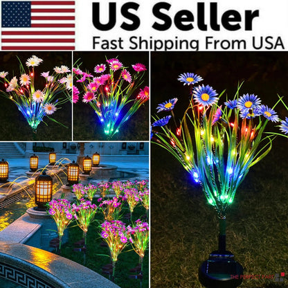 Solar Garden Lights LED Flower Stake Lamp Waterproof Decor - Inside The Bars