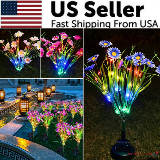 Solar Garden Lights LED Flower Stake Lamp Waterproof Decor - Inside The Bars