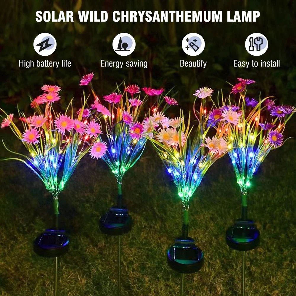 Solar Garden Lights LED Flower Stake Lamp Waterproof Decor - Inside The Bars