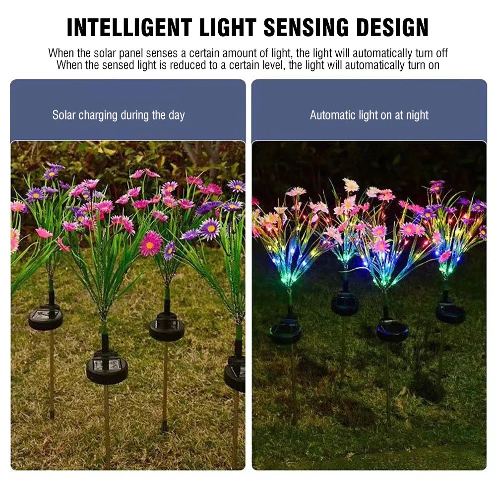 Solar Garden Lights LED Flower Stake Lamp Waterproof Decor - Inside The Bars