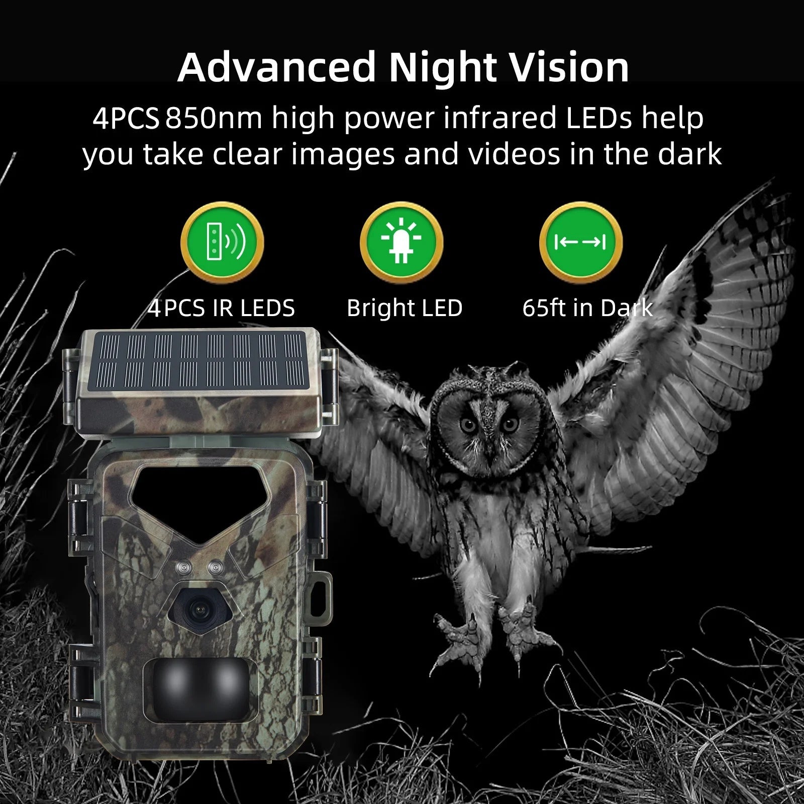 Solar Powered 3000Mah Battery Hunting Trail Monitor Camera - Inside The Bars