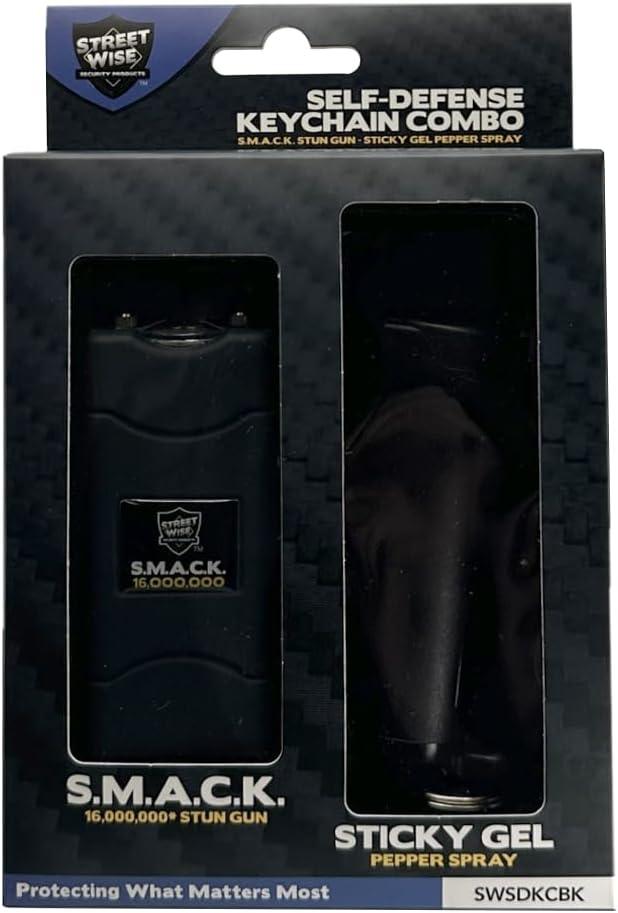 Streetwise Self - Defense Key Chain Combo - Smack Stun Gun & Sticky Pepper Gel - Inside The Bars