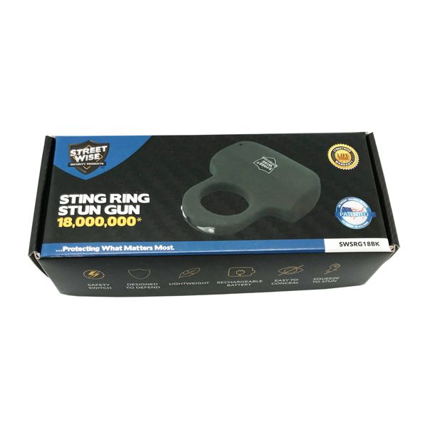 Sting Ring 18000000 Stun Gun Black Compact Personal Self Defense Device