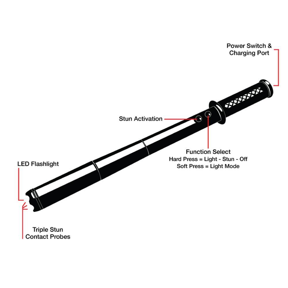 Tactical 9,000,000* Stun Baton Flashlight - Inside The Bars