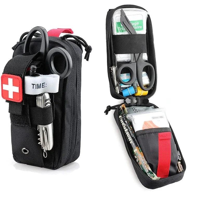 Tactical Outdoor First Aid Kit - Compact Medical EDC Pouch with Tourniquet, Scissors, and Molle System for Emergencies - Inside The Bars