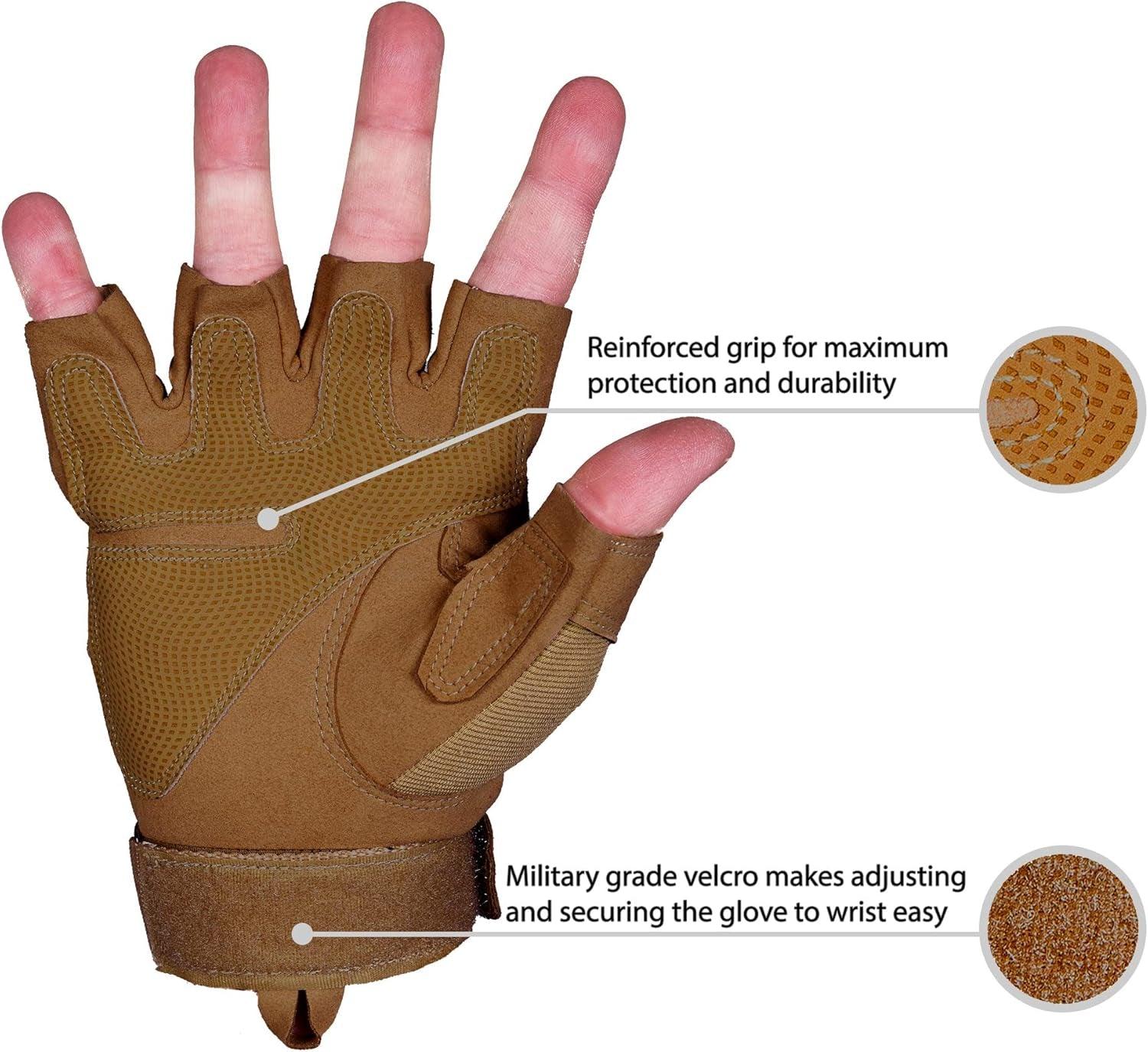 Tactical Titanops Fingerless Knuckle Gloves for Motorcycle, Hunting, and Outdoor Activities - Inside The Bars