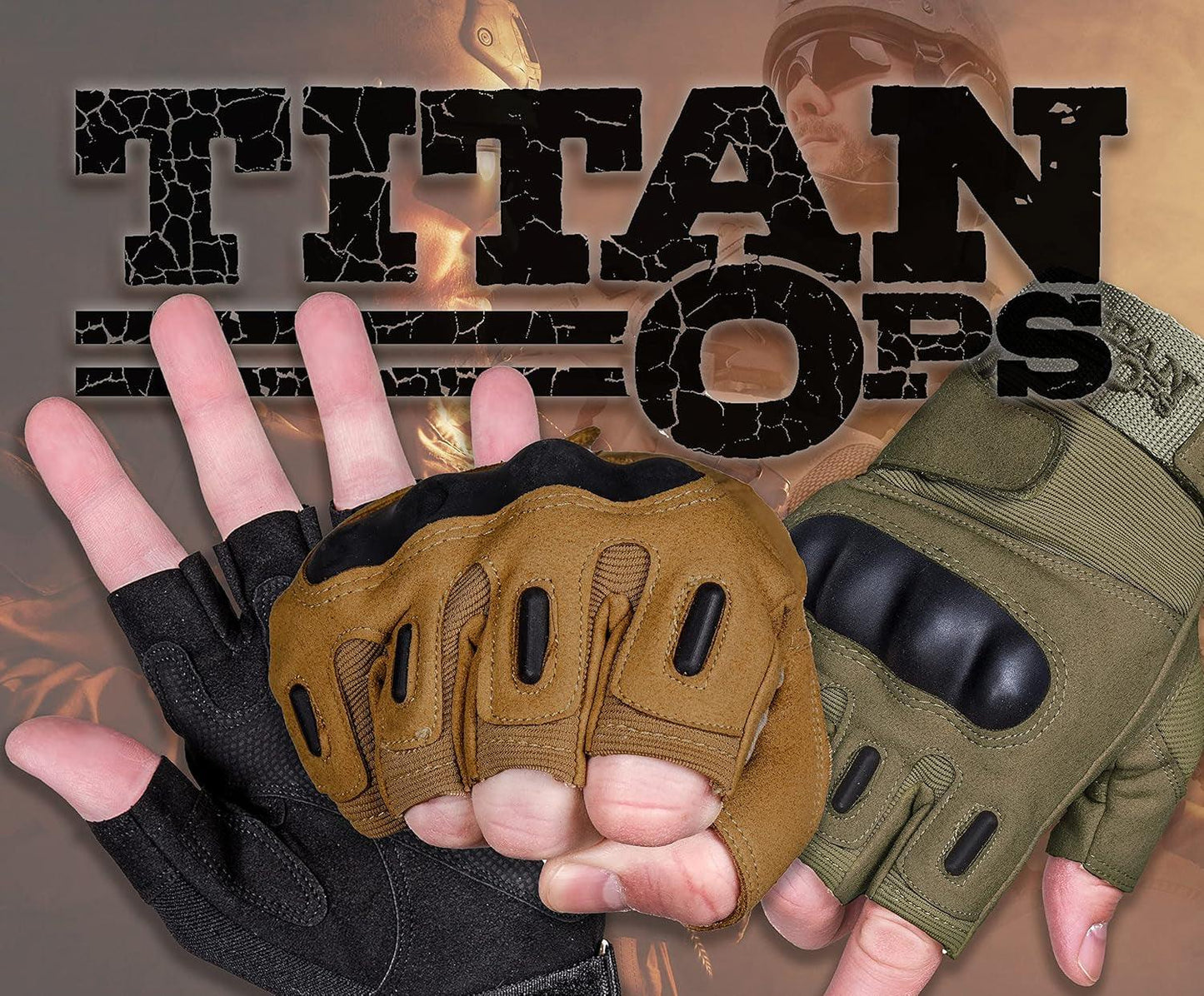 Tactical Titanops Fingerless Knuckle Gloves for Motorcycle, Hunting, and Outdoor Activities - Inside The Bars