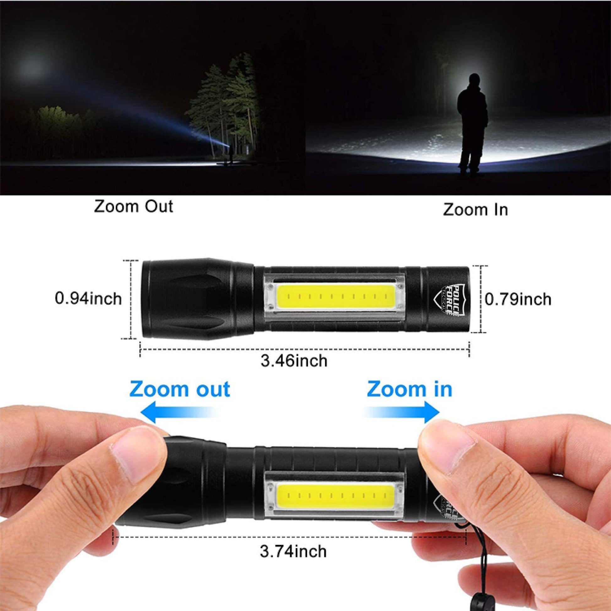 Tactical XPE/COB Mini Flashlight - Inside The Bars