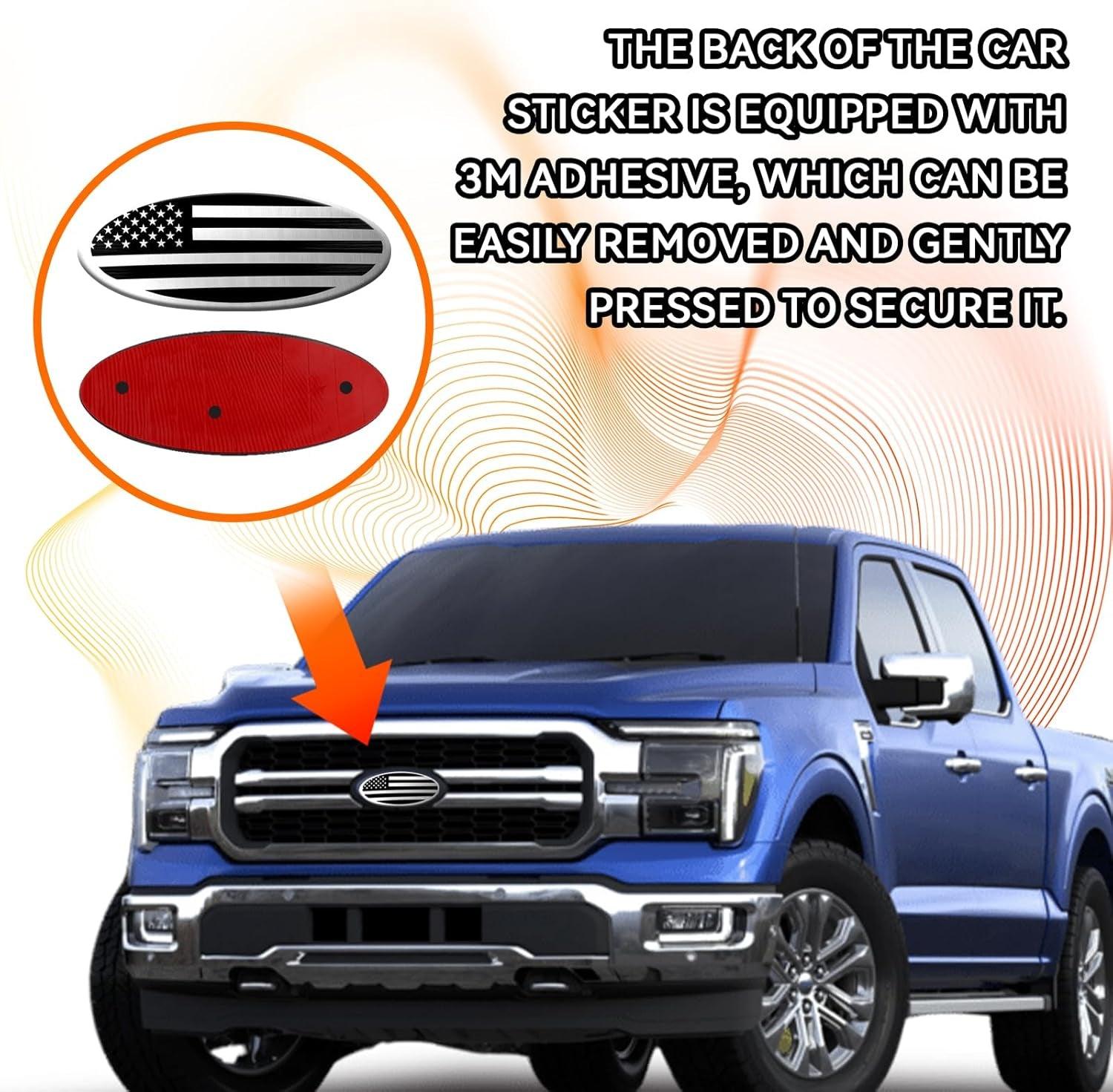 Tailgate Emblem for Ford F150 F250 F350 Silver American Flag - Inside The Bars