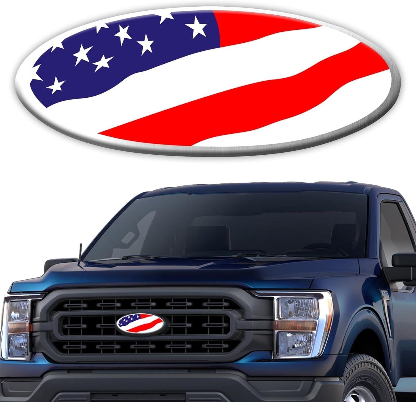 Tailgate Emblem for Ford F150 F250 F350 Silver American Flag - Inside The Bars