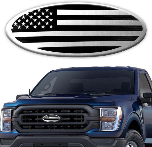 Tailgate Emblem for Ford F150 F250 F350 Silver American Flag - Inside The Bars