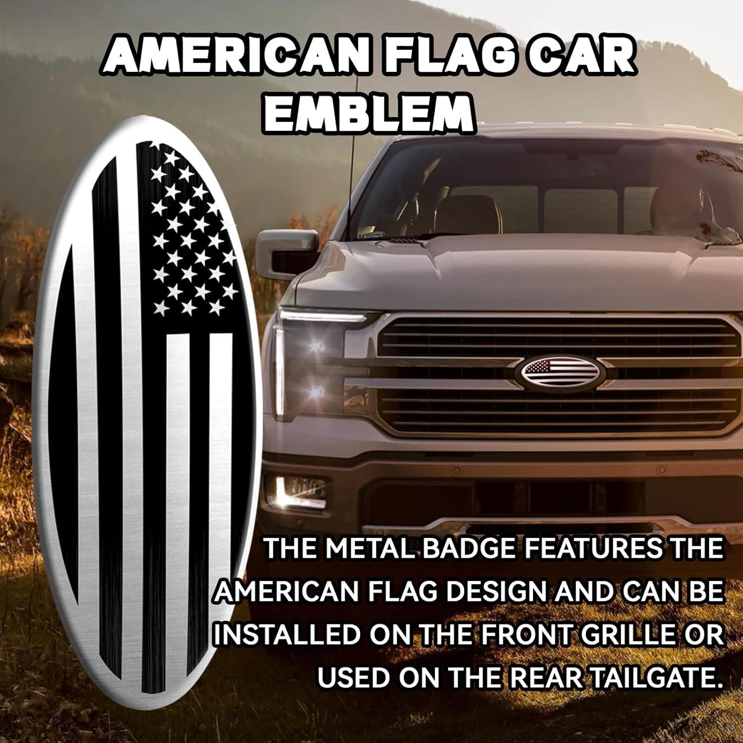 Tailgate Emblem for Ford F150 F250 F350 Silver American Flag - Inside The Bars