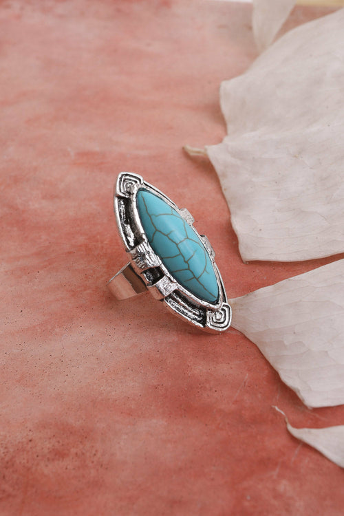 Turquoise Marquise Cut Silver Ring for Elegant Style