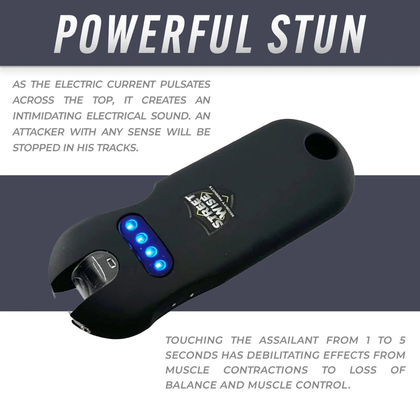 Ultra Compact 24 Million Volt Keychain Stun Gun - Black - Inside The Bars