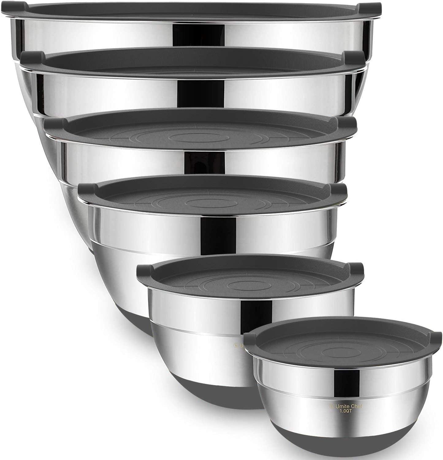 Umite Chef Mixing Bowls with Airtight Lids 6 Piece Set - Inside The Bars