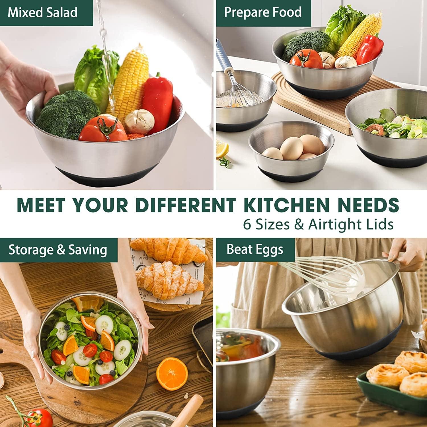 Umite Chef Mixing Bowls with Airtight Lids 6 Piece Set - Inside The Bars