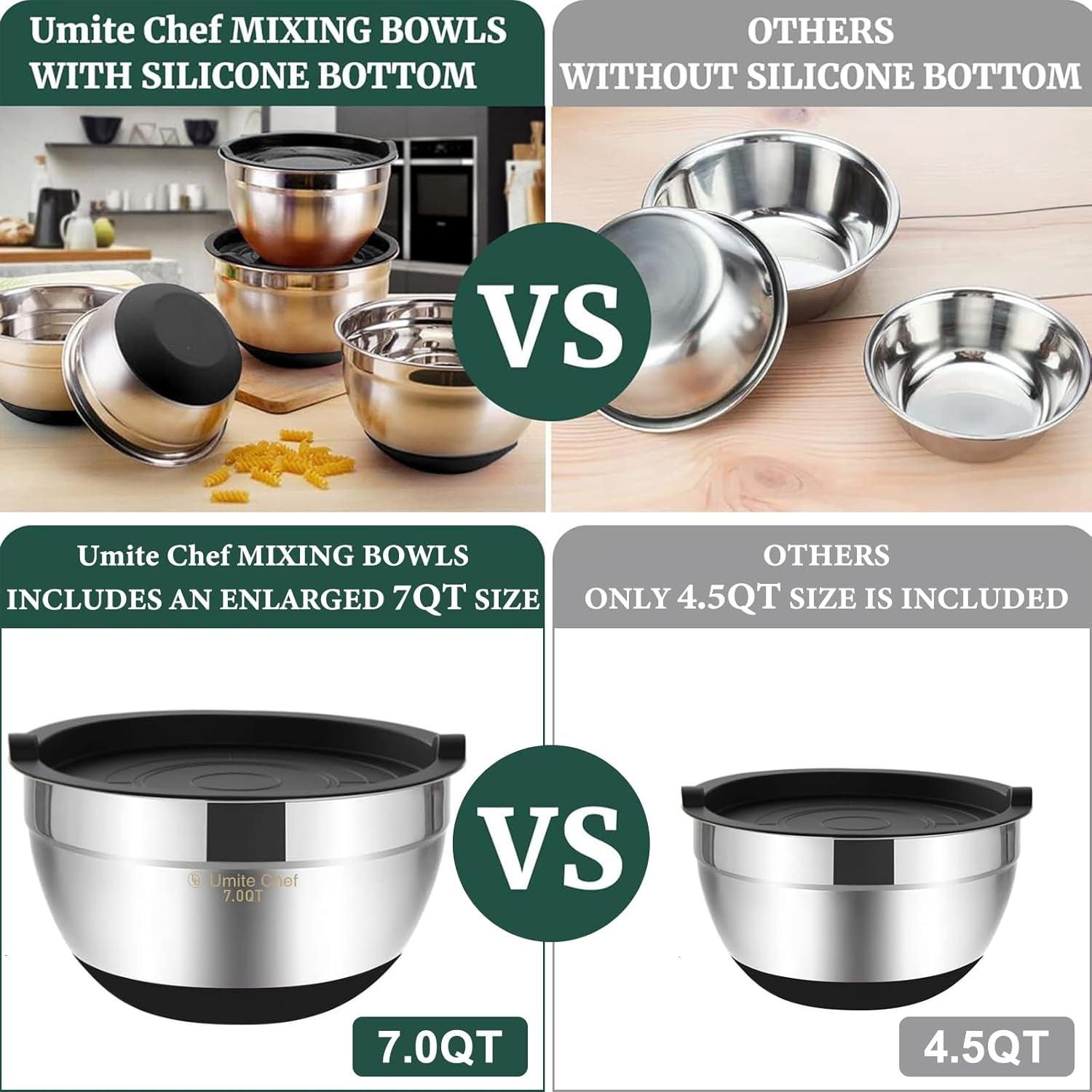 Umite Chef Mixing Bowls with Airtight Lids 6 Piece Set - Inside The Bars