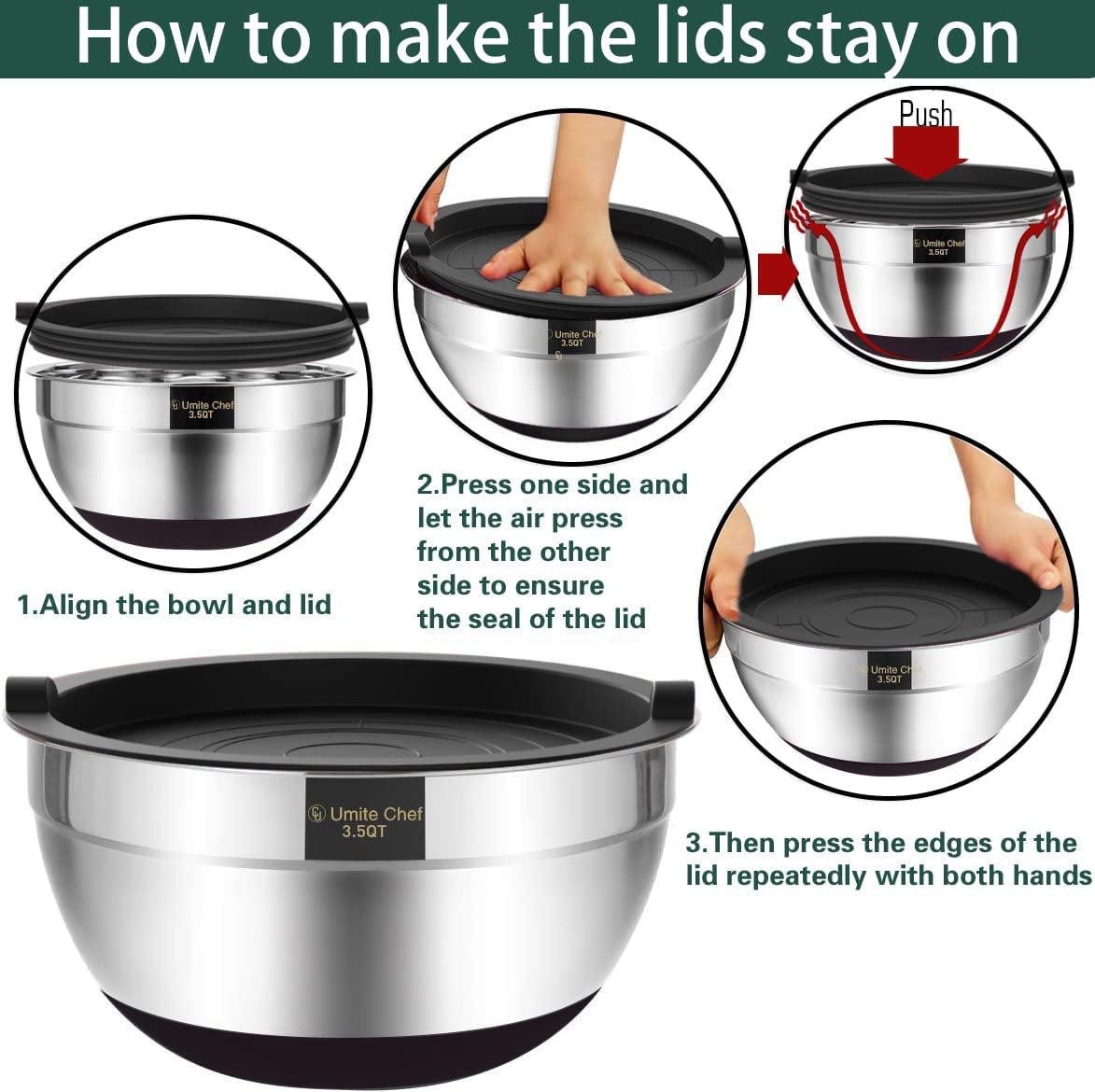 Umite Chef Mixing Bowls with Airtight Lids 6 Piece Set - Inside The Bars