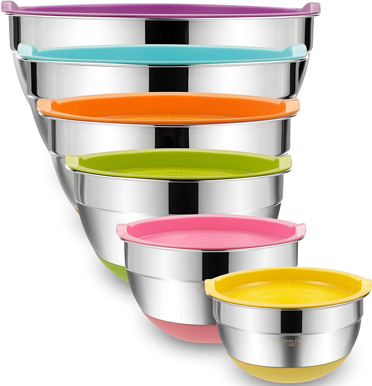 Umite Chef Mixing Bowls with Airtight Lids 6 Piece Set - Inside The Bars