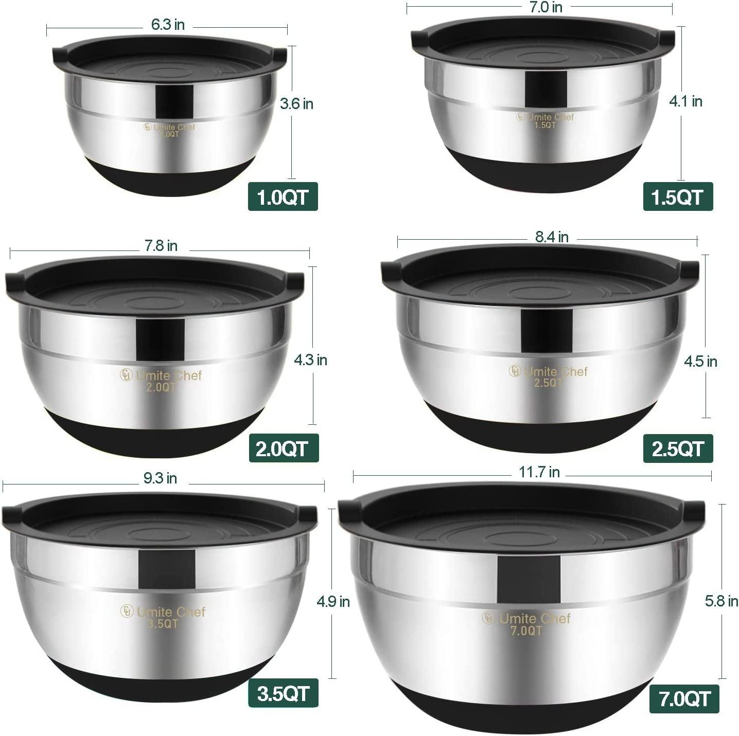 Umite Chef Mixing Bowls with Airtight Lids 6 Piece Set - Inside The Bars