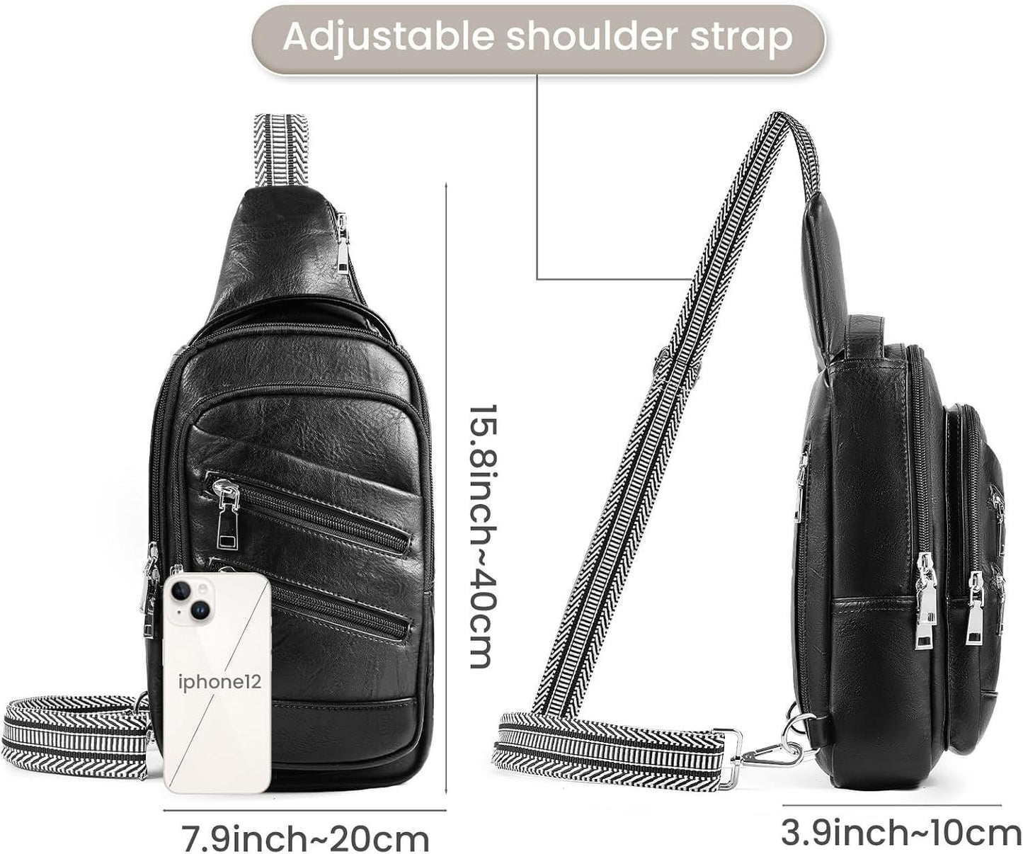 Versatile Conceal Carry Sling Backpack - Vegan Leather Crossbody Fanny Pack with Adjustable Holster & Guitar Strap - Inside The Bars