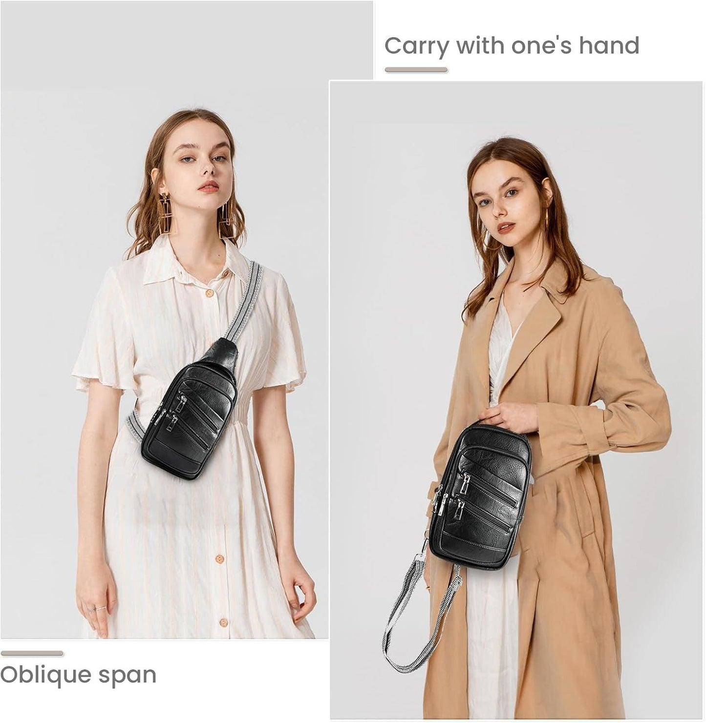 Versatile Conceal Carry Sling Backpack - Vegan Leather Crossbody Fanny Pack with Adjustable Holster & Guitar Strap - Inside The Bars
