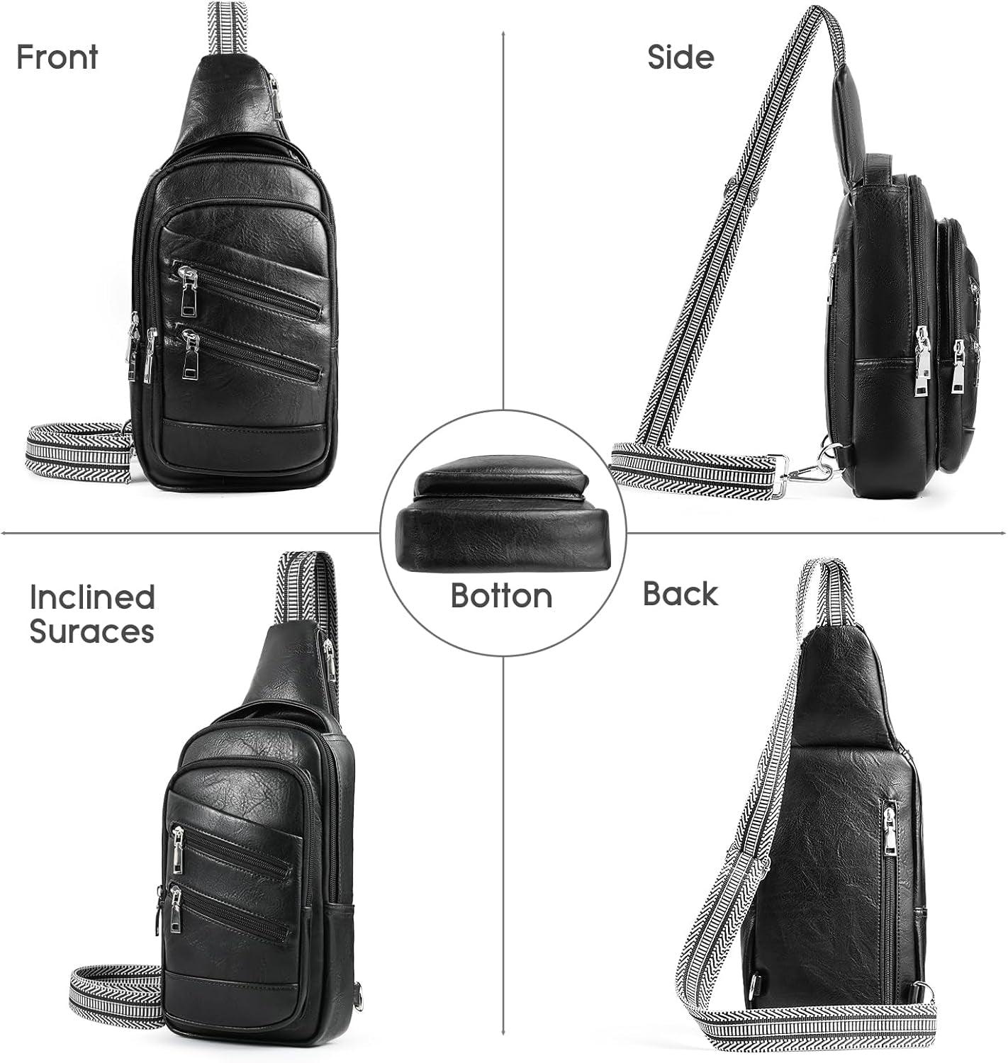 Versatile Conceal Carry Sling Backpack - Vegan Leather Crossbody Fanny Pack with Adjustable Holster & Guitar Strap - Inside The Bars