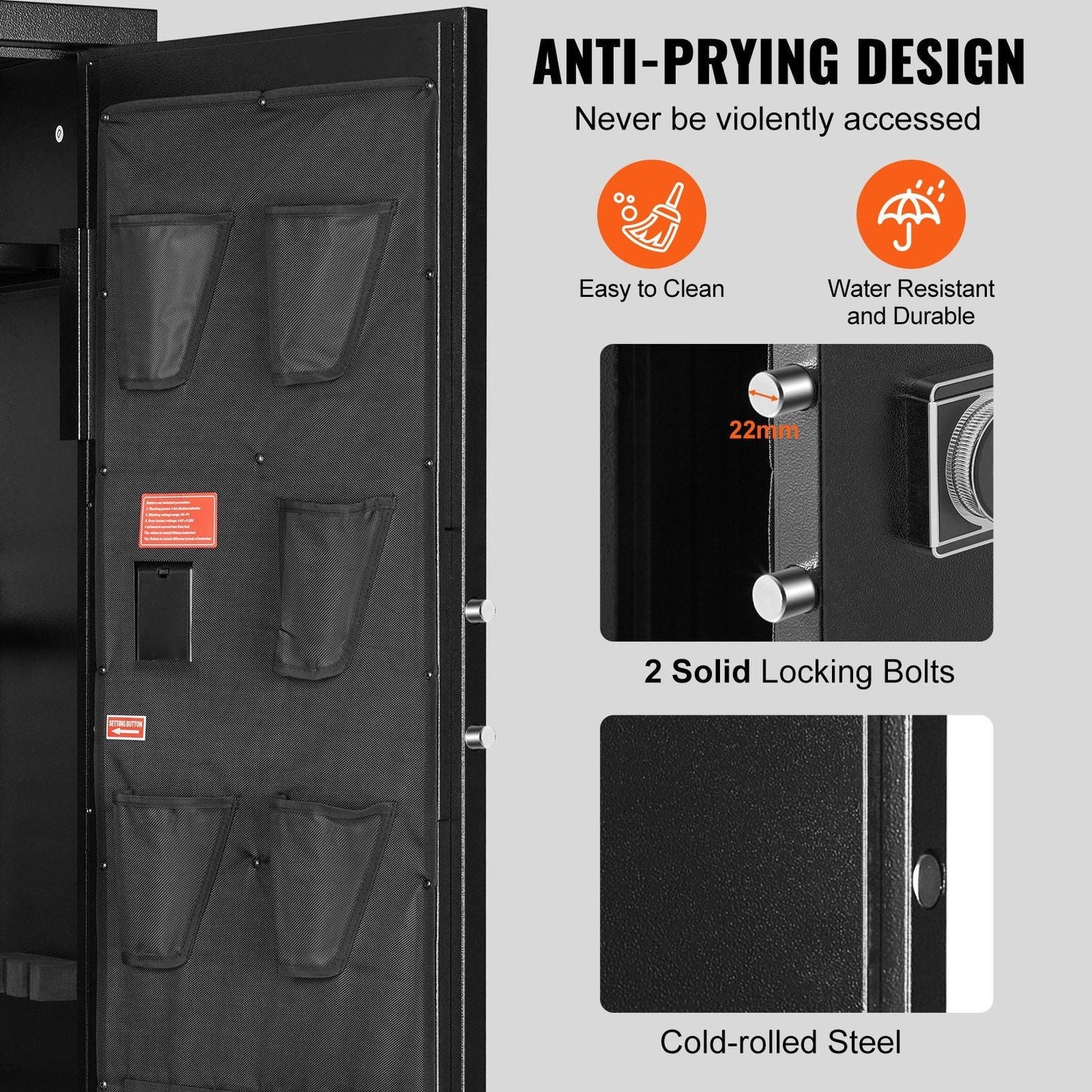 VEVOR 10 - 12 Rifles Gun Safe with Lock and Digital Keypad - Inside The Bars