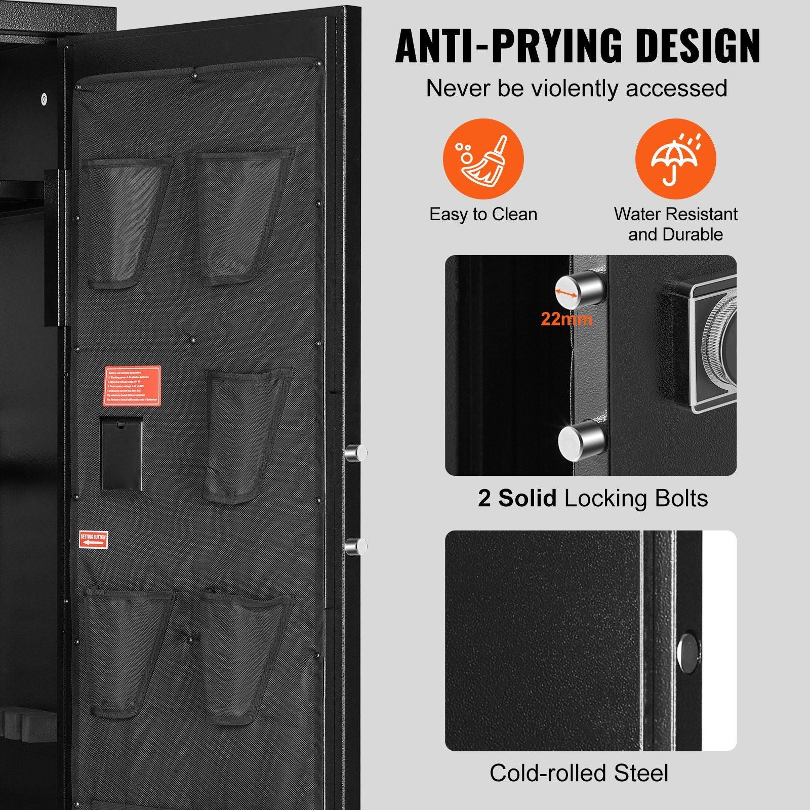 VEVOR 10 - 12 Rifles Gun Safe with Lock and Digital Keypad - Inside The Bars