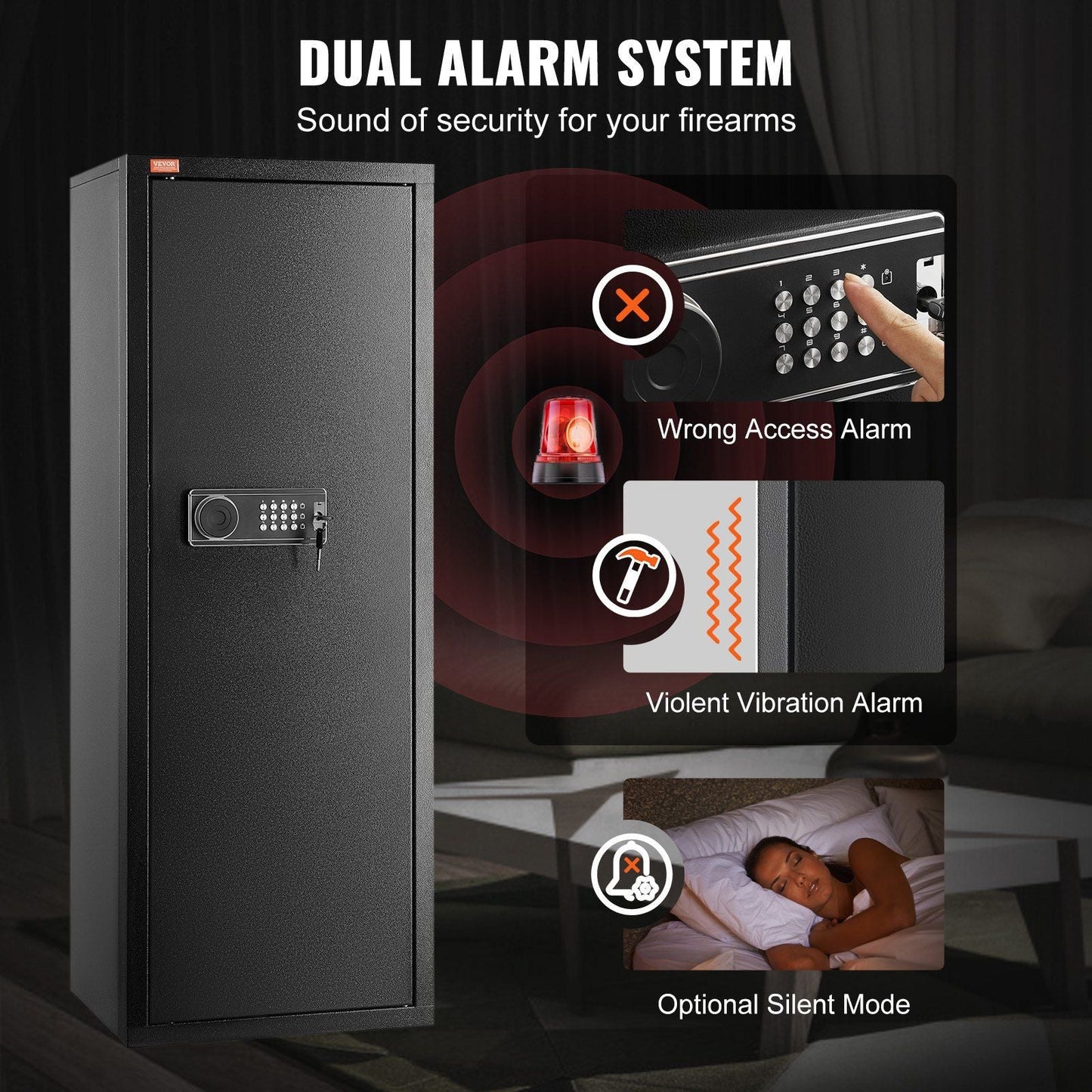 VEVOR 10 - 12 Rifles Gun Safe with Lock and Digital Keypad - Inside The Bars