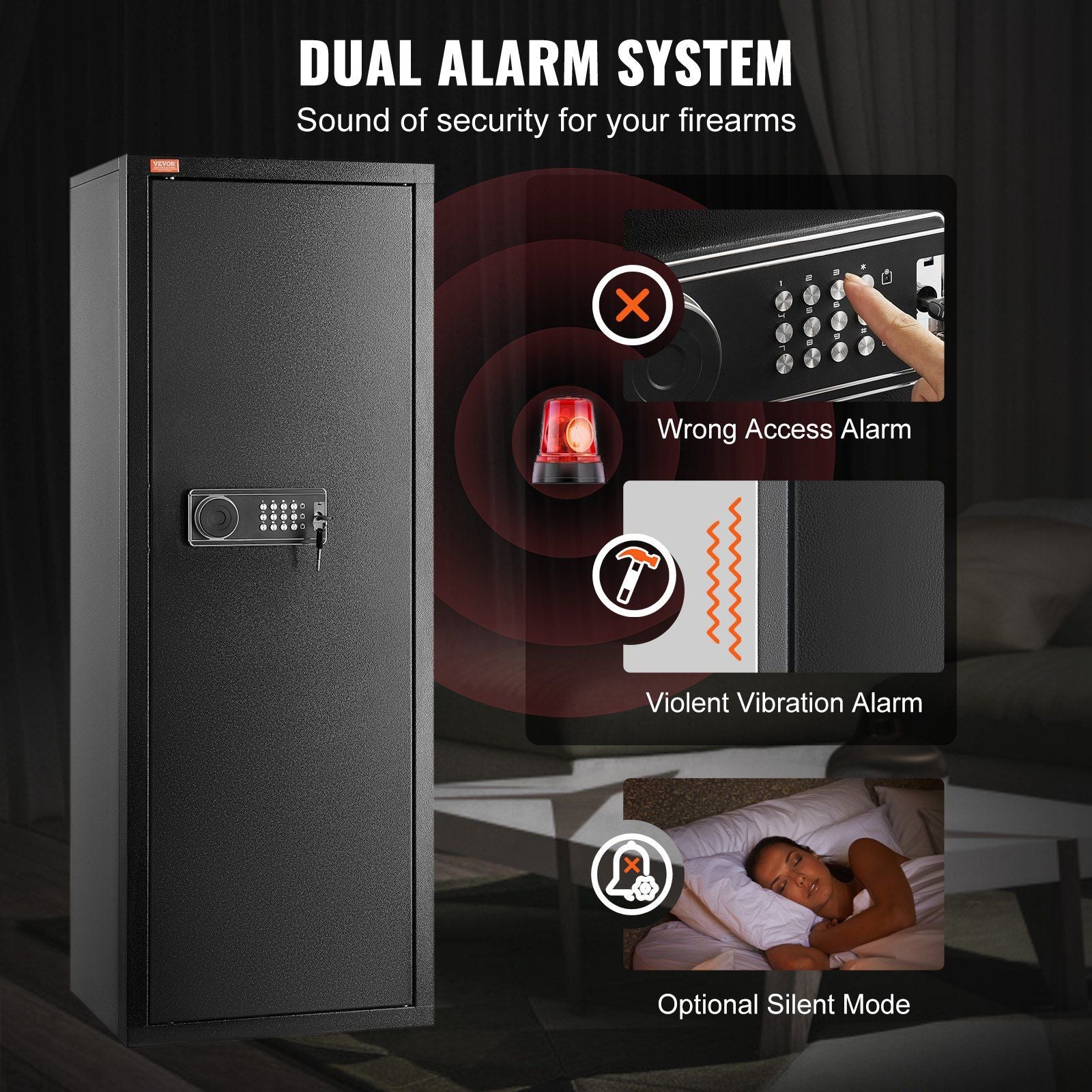 VEVOR 10 - 12 Rifles Gun Safe with Lock and Digital Keypad - Inside The Bars