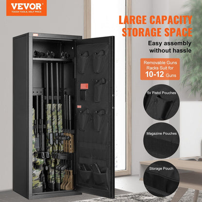 VEVOR 10 - 12 Rifles Gun Safe with Lock and Digital Keypad - Inside The Bars