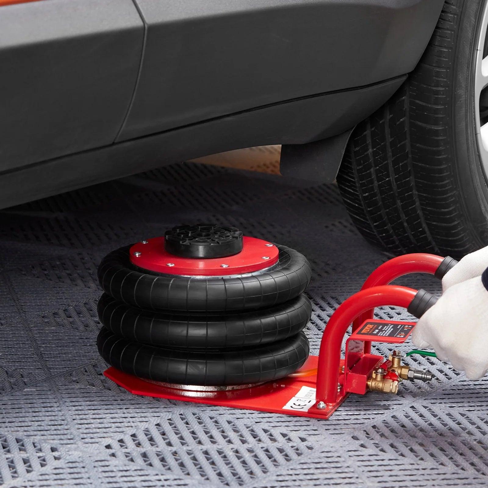 VEVOR 3 Ton Triple Bag Air Jack - Pneumatic Vehicle Lift with 6 Steel Pipes, Raises Up to 17.7 Inches, Fast Lifting Pneumatic Jack for Cars and Garages (Red) - Inside The Bars