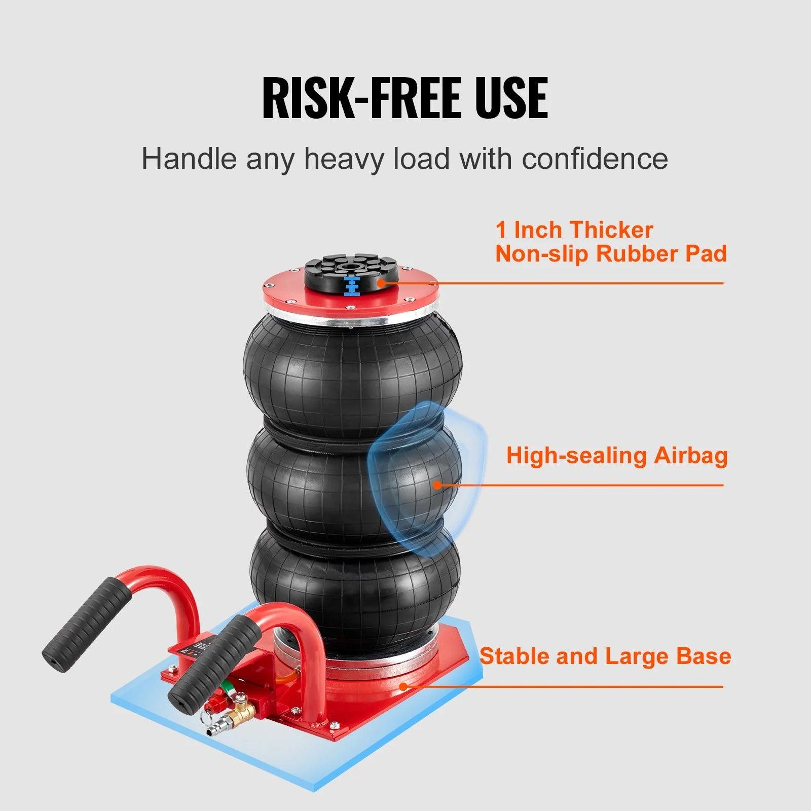 VEVOR 3 Ton Triple Bag Air Jack - Pneumatic Vehicle Lift with 6 Steel Pipes, Raises Up to 17.7 Inches, Fast Lifting Pneumatic Jack for Cars and Garages (Red) - Inside The Bars