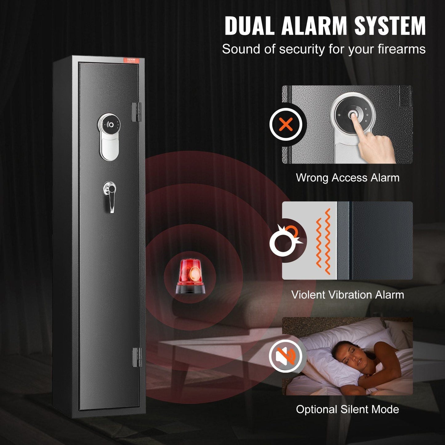 VEVOR 5 Rifles Gun Safe with Fingerprint Lock and Shelf - Inside The Bars