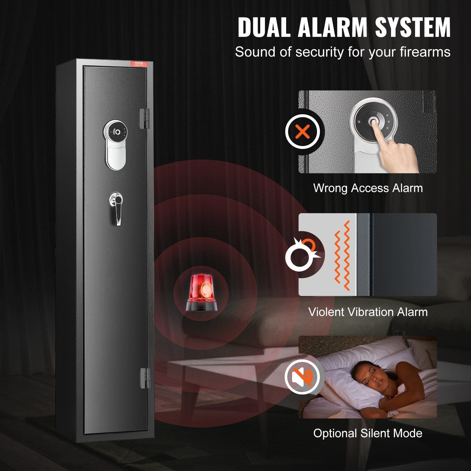 VEVOR 5 Rifles Gun Safe with Fingerprint Lock and Shelf - Inside The Bars