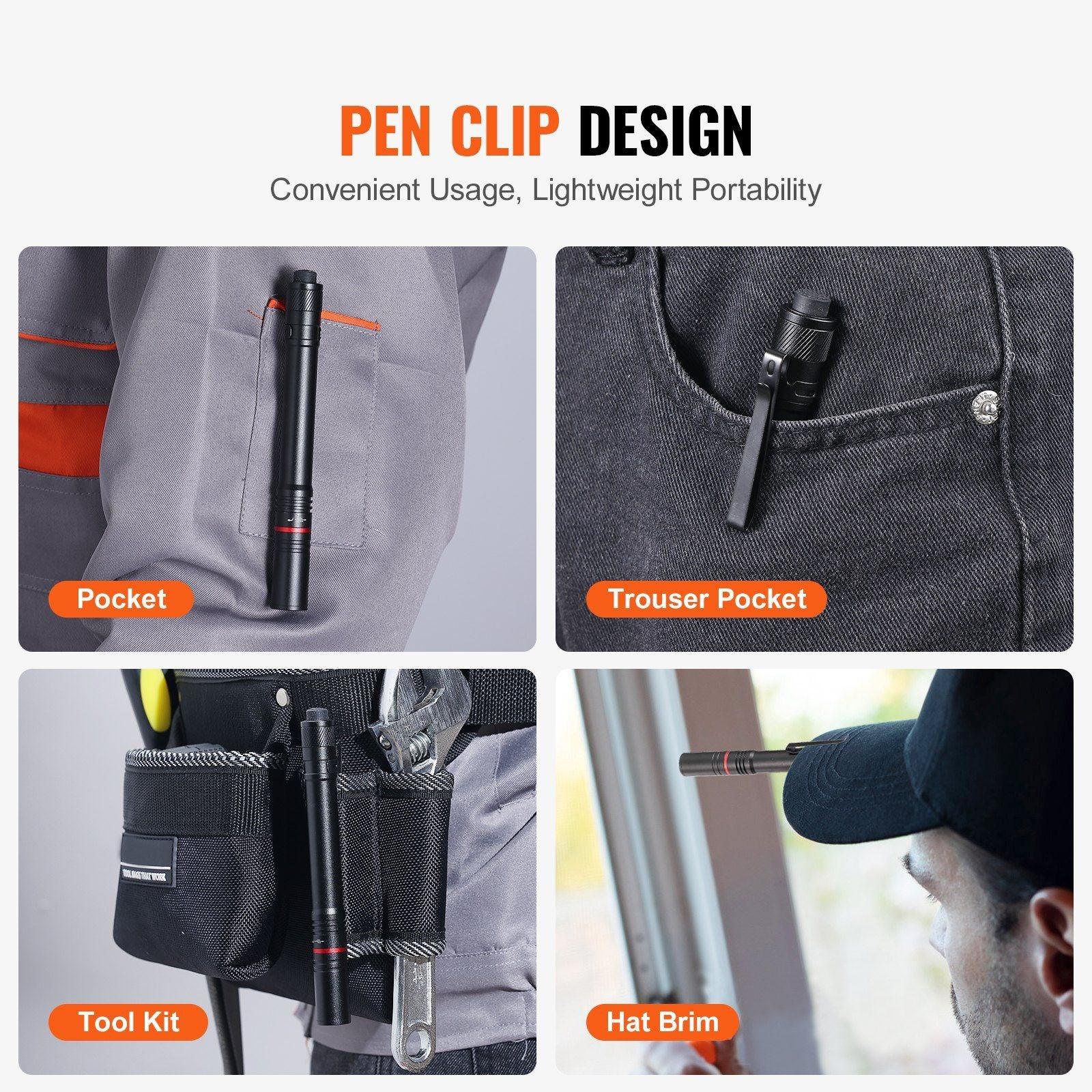 VEVOR 5.9 Inch Rechargeable Penlight 300 Lumens Pocket Light - Inside The Bars