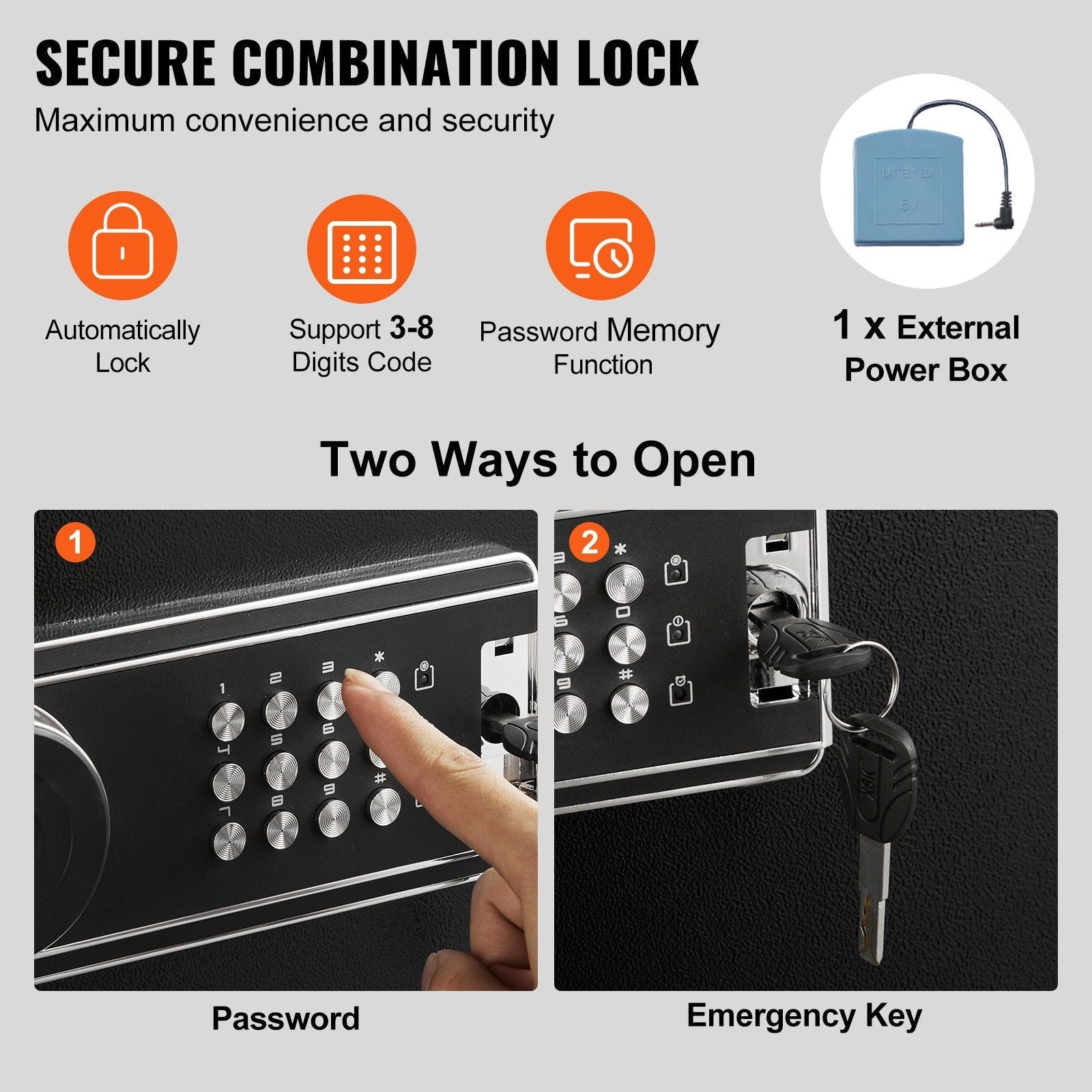 VEVOR 6 - 8 Rifles Gun Safe with Digital Keypad and Lock - Inside The Bars