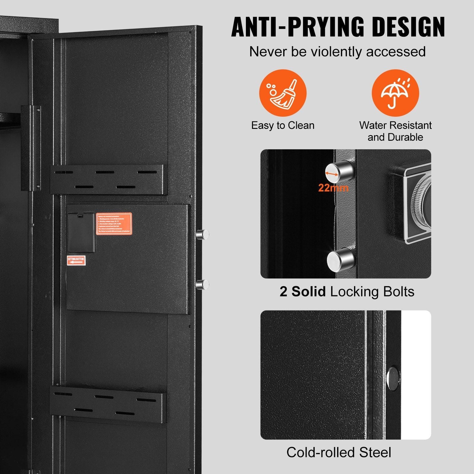 VEVOR 6 - 8 Rifles Gun Safe with Digital Keypad and Lock - Inside The Bars