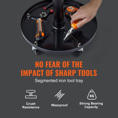 VEVOR Adjustable Mechanics Rolling Creeper Seat Stool Tool Tray - Inside The Bars