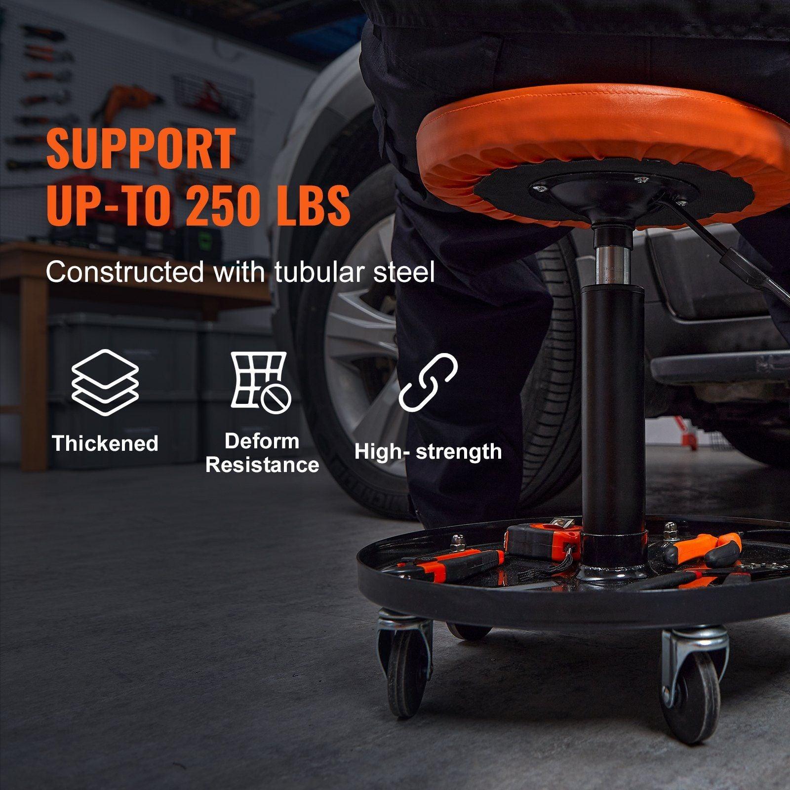 VEVOR Adjustable Mechanics Rolling Creeper Seat Stool Tool Tray - Inside The Bars