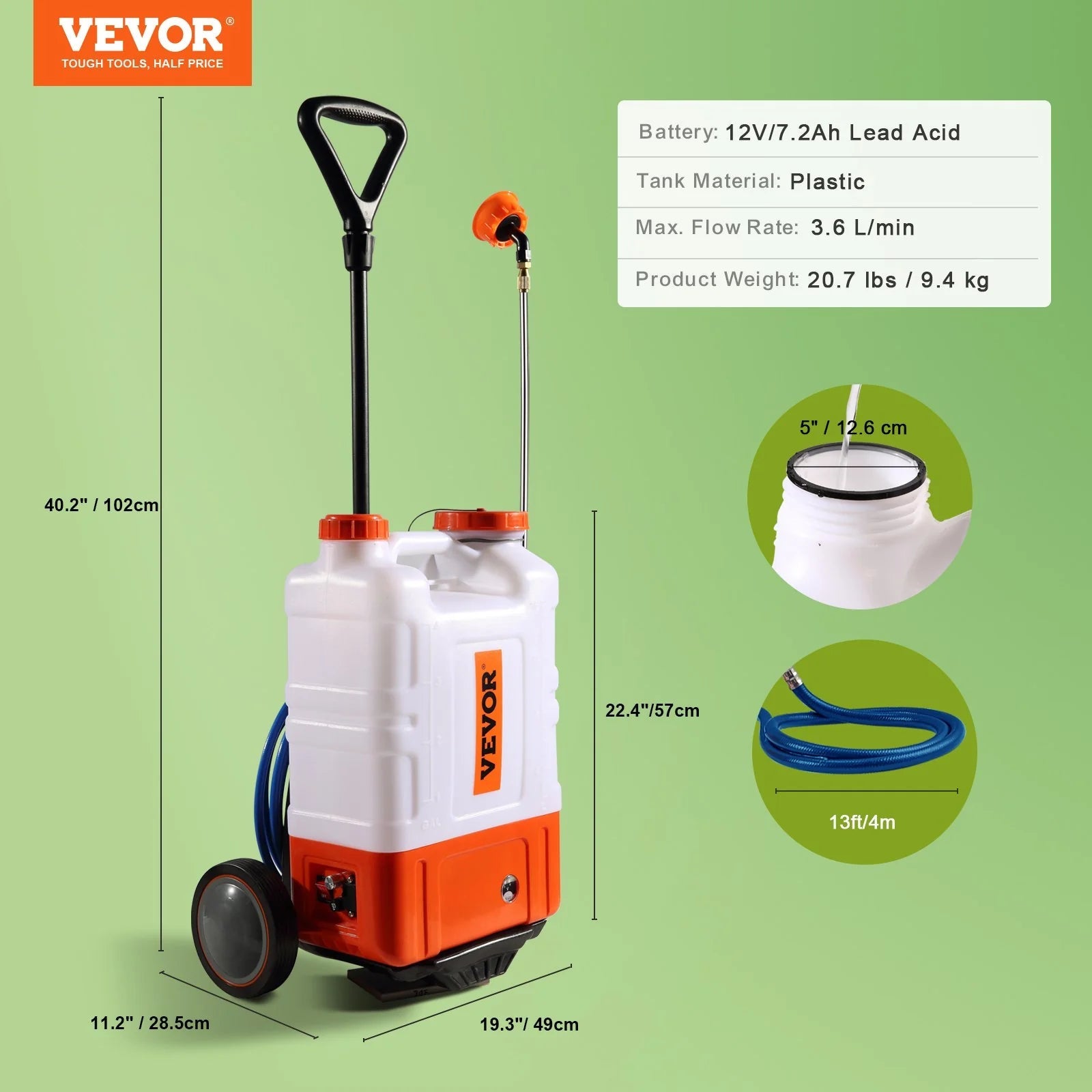 VEVOR Battery Powered Backpack Sprayer with Cart on Wheels - Inside The Bars