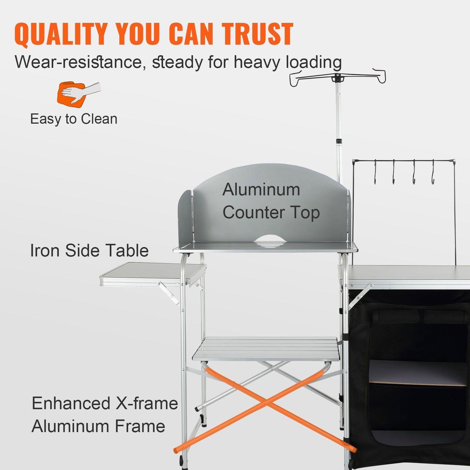 VEVOR Camping Kitchen Table, Folding Outdoor Cooking Table - Inside The Bars